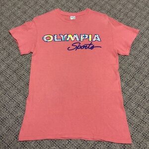 Gildan Olympia Sports Coral Peach Colored Logo T-shirt * Size Small